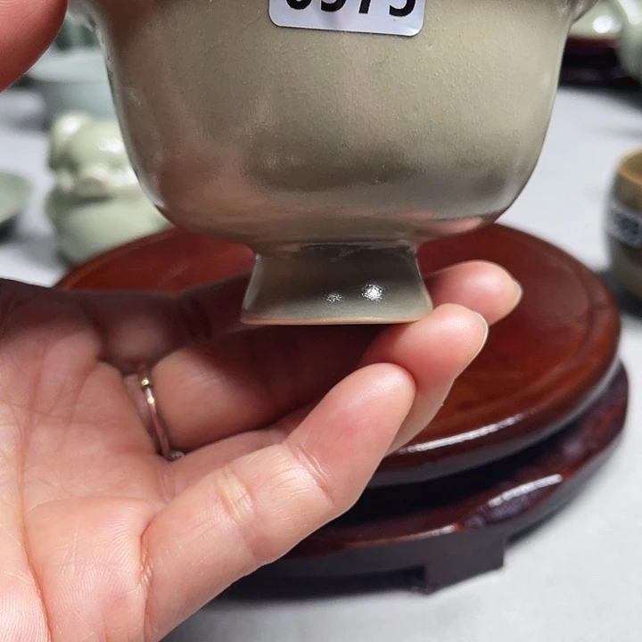 小***麻原矿釉柴烧汝瓷高足杯