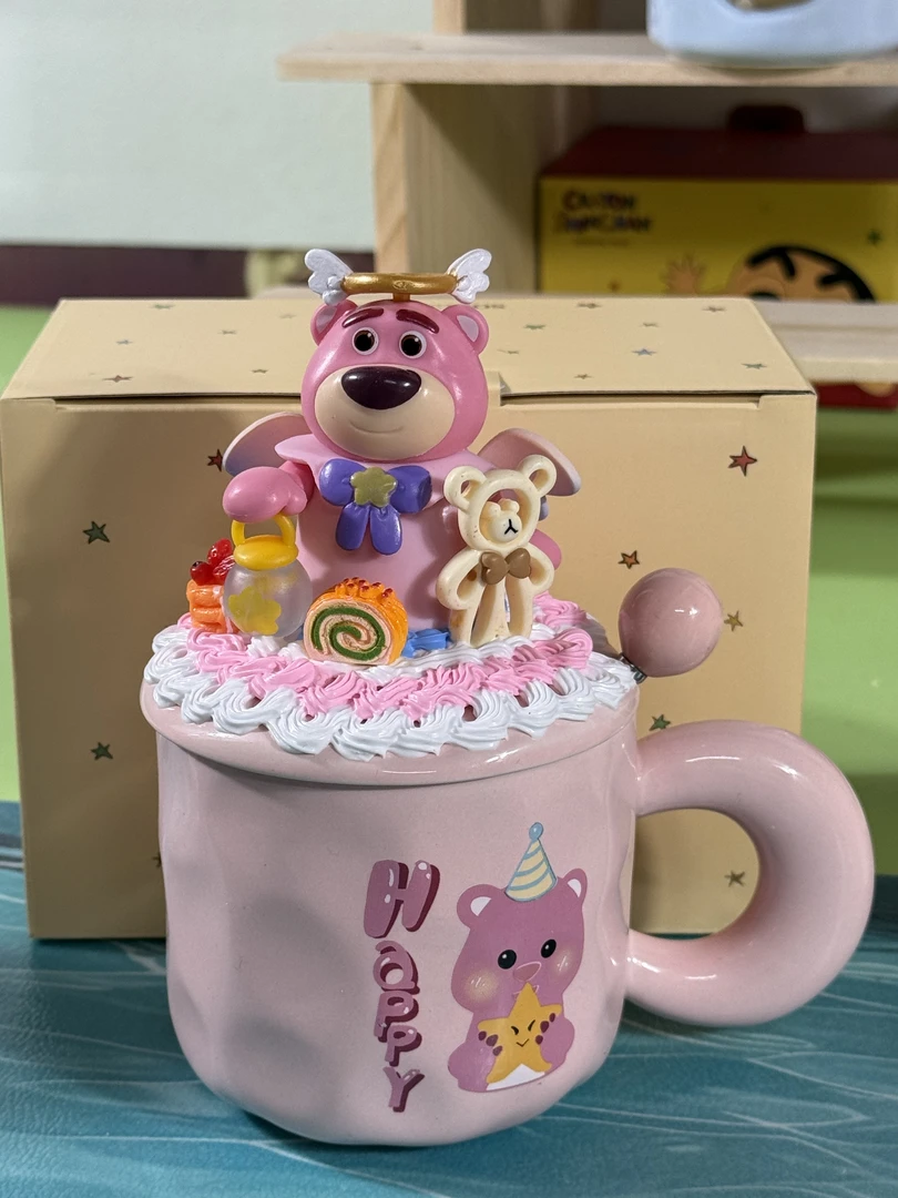 草莓熊手工diy陶瓷杯子咖啡杯子定制杯子