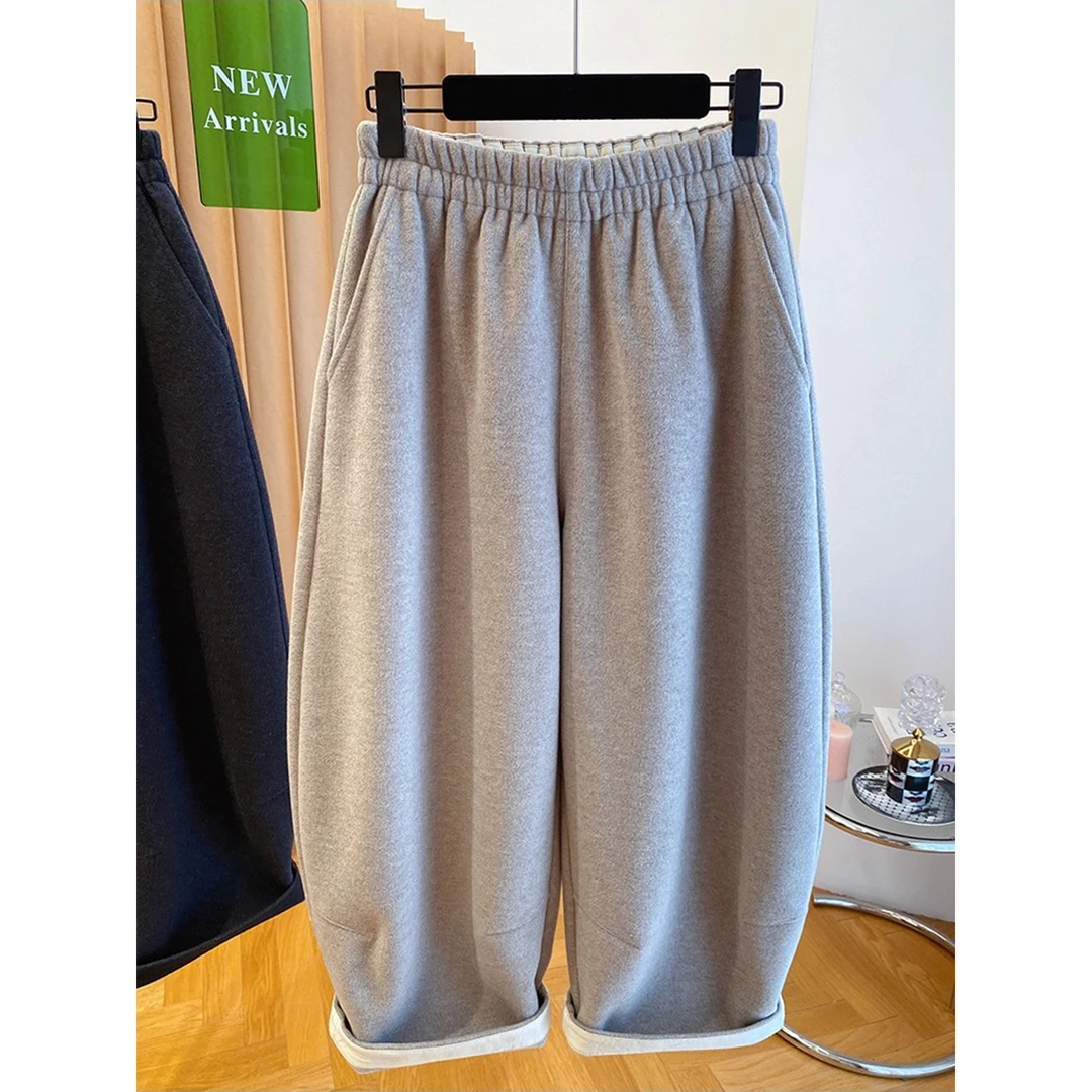 胖妹妹240斤大码百搭加绒加厚弯刀裤子高级感穿搭2025秋冬季新款