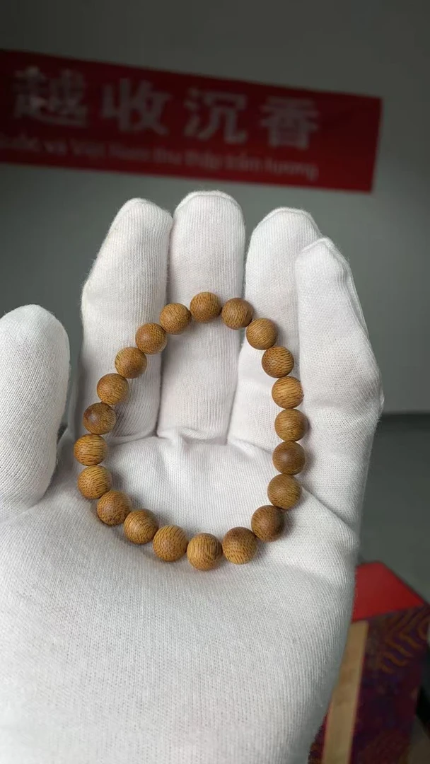 沉香1芽庄白棋 倒架化形料 沉水 单圈手串 0.9*21颗9克 2214 L R