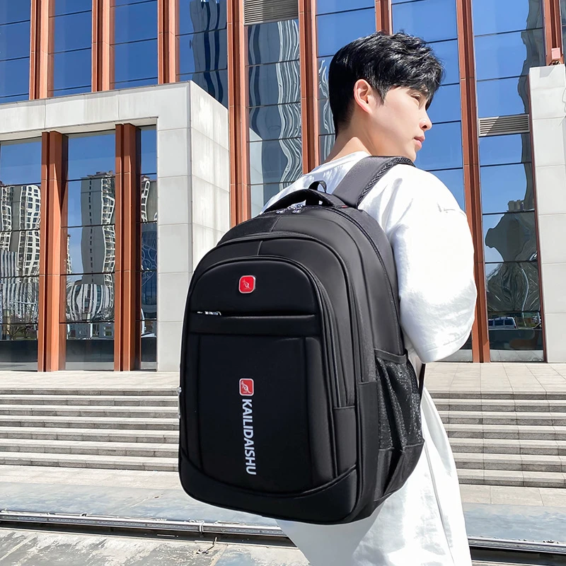 新款袋鼠大容量电脑包商务休闲通勤户外旅行书包学生双肩包包简约