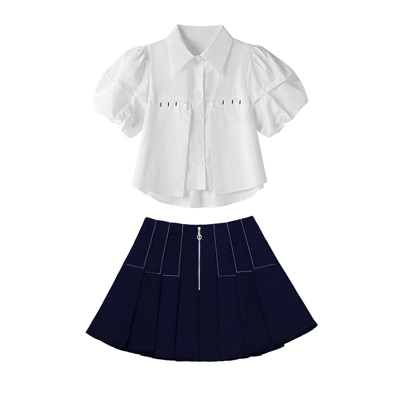 夏装搭配一整套短袖衬衫女流行高级感半身裙子两件套装1447+1055