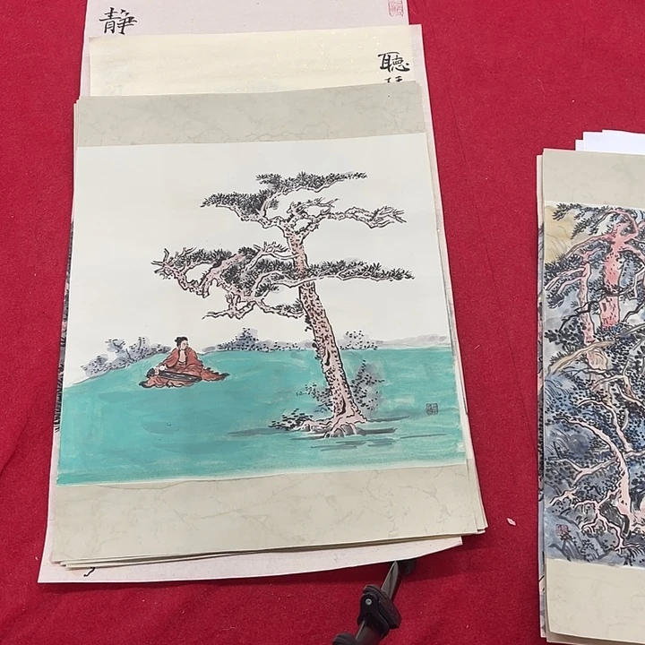 国画花鸟等图案为一体