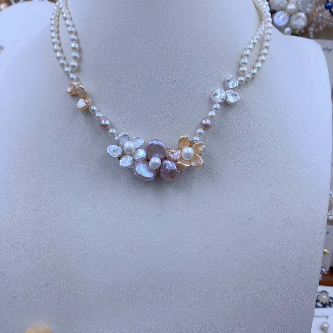 宁****银S925镶嵌项链耳饰淡水珍珠