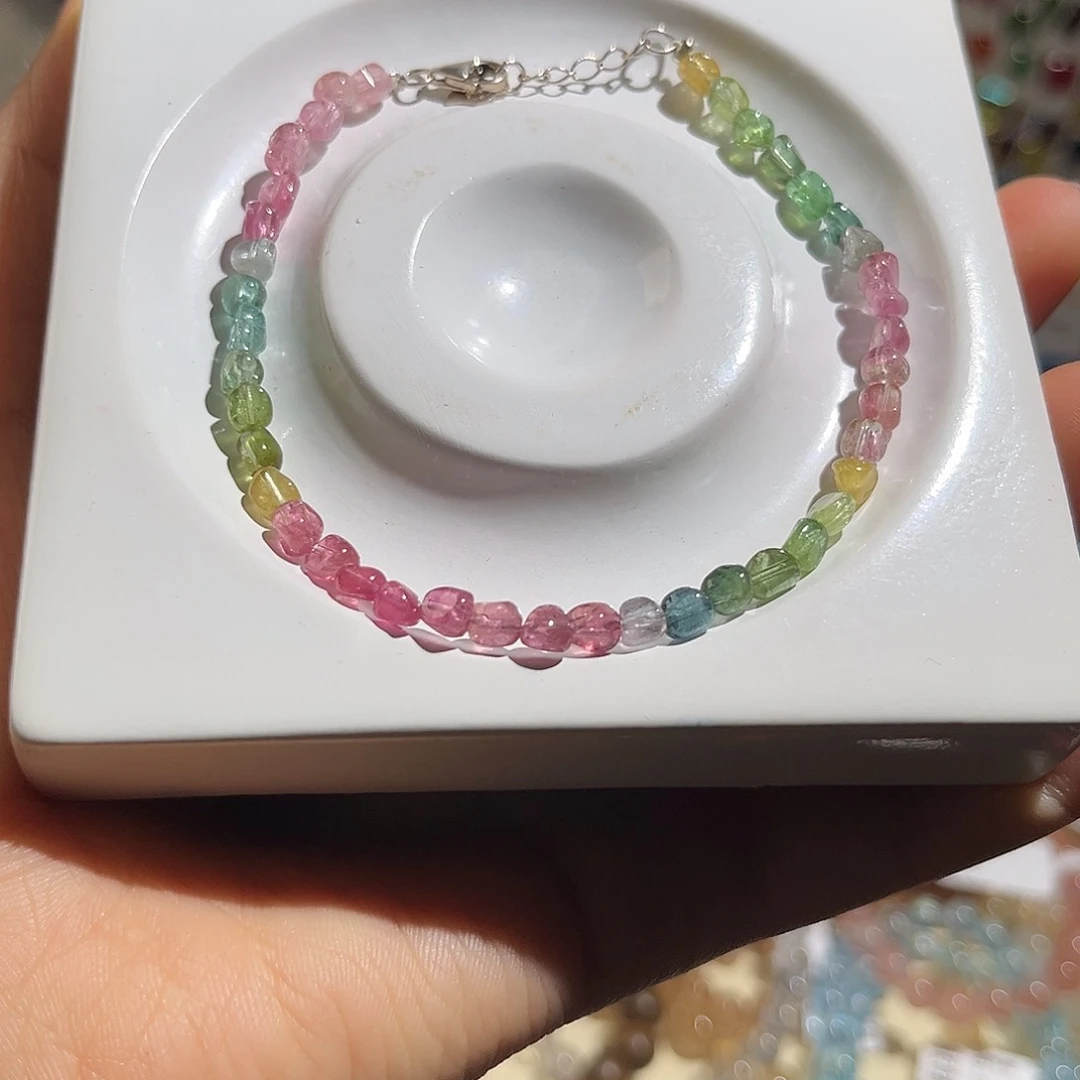 烟晶手链未镶嵌碧玺925银扣头127