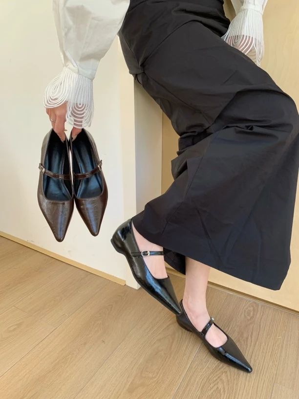 yy原创女鞋布履季温婉气质感尖头浅口内增高单鞋复古通勤百搭单鞋