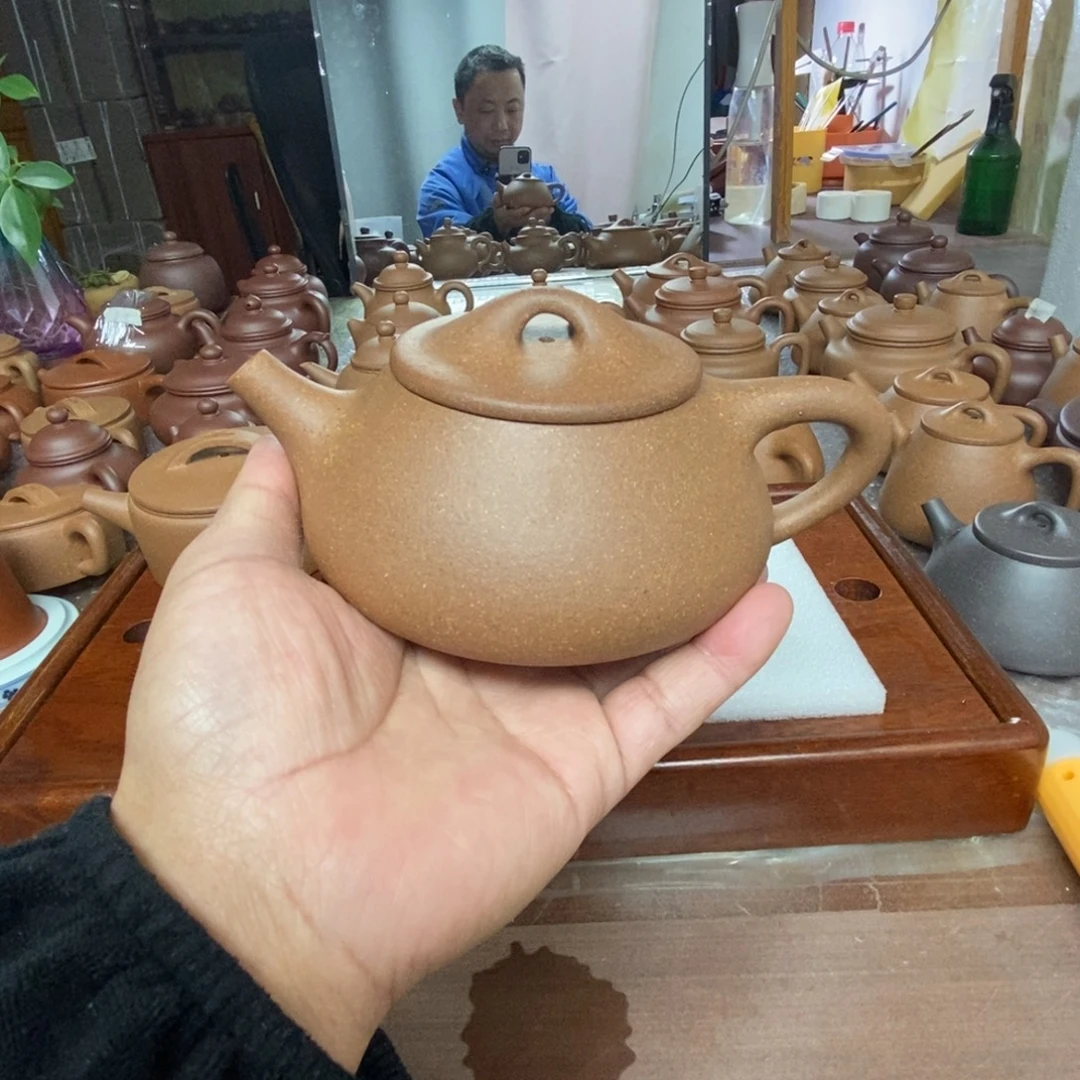 潇***༒茶壶紫砂青降零添加石瓢壶280 CC盖子丰釉