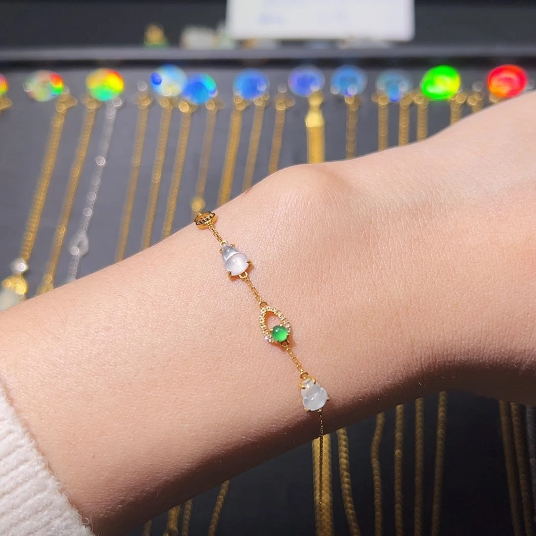 翡翠手链18K金镶嵌手链