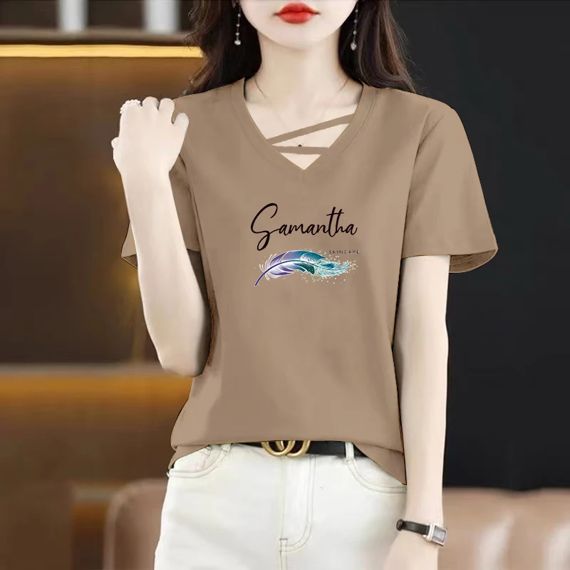 冰瓷棉t恤女夏季新款百搭上衣体恤衫韩版打底衫洋气时尚潮流宽松