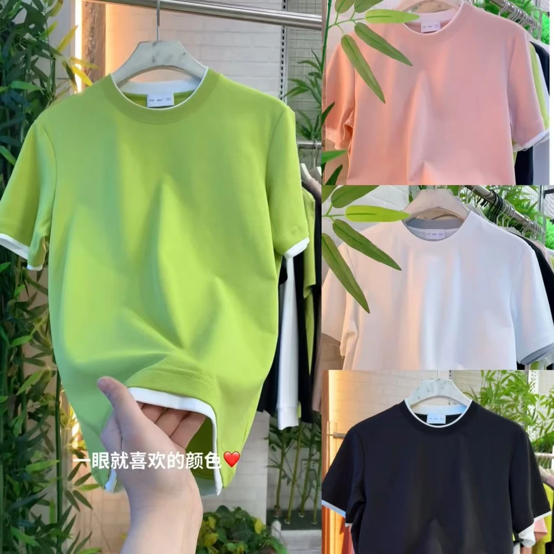 新品时尚百搭男士净版半袖假俩件5996