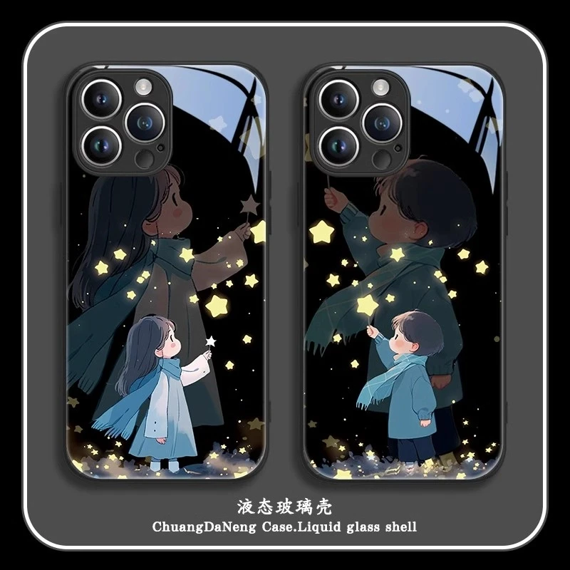 适用苹果16/华为mate70/小米15/oppo/vivo星星男孩女孩情侣手机壳