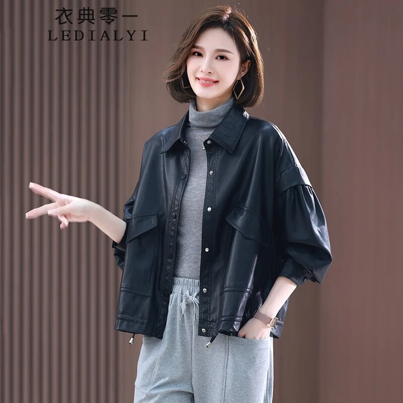 2025春秋季女装新款中年小个子皮衣外套女短款pu皮夹克机车服上衣