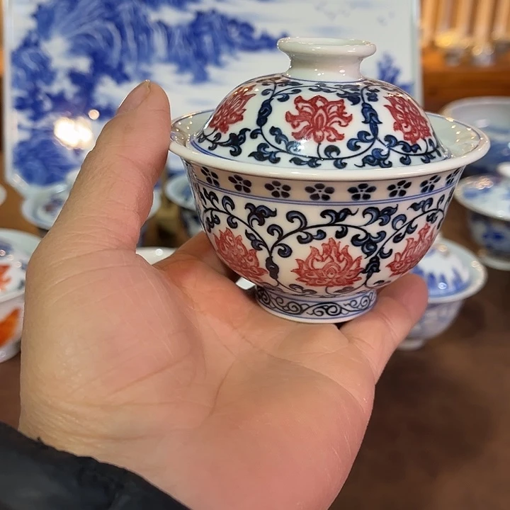 錡镇堂手工手绘盖碗