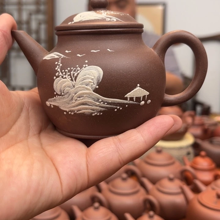 紫砂芭乐泥绘手工制作