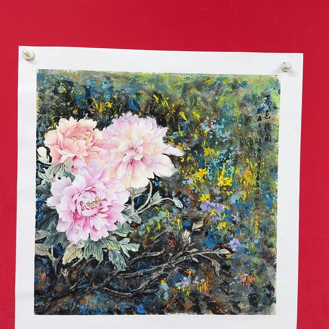 国画四尺斗方牡丹