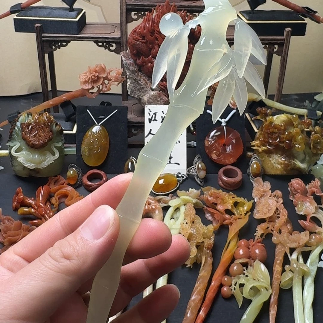蛇纹石玉未镶嵌发饰