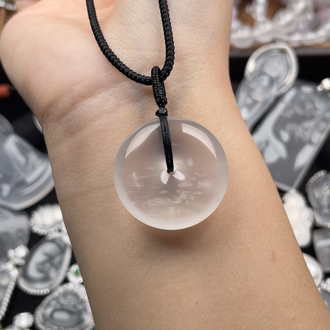 石英质玉未镶嵌戒指俄白雪花棉平安扣