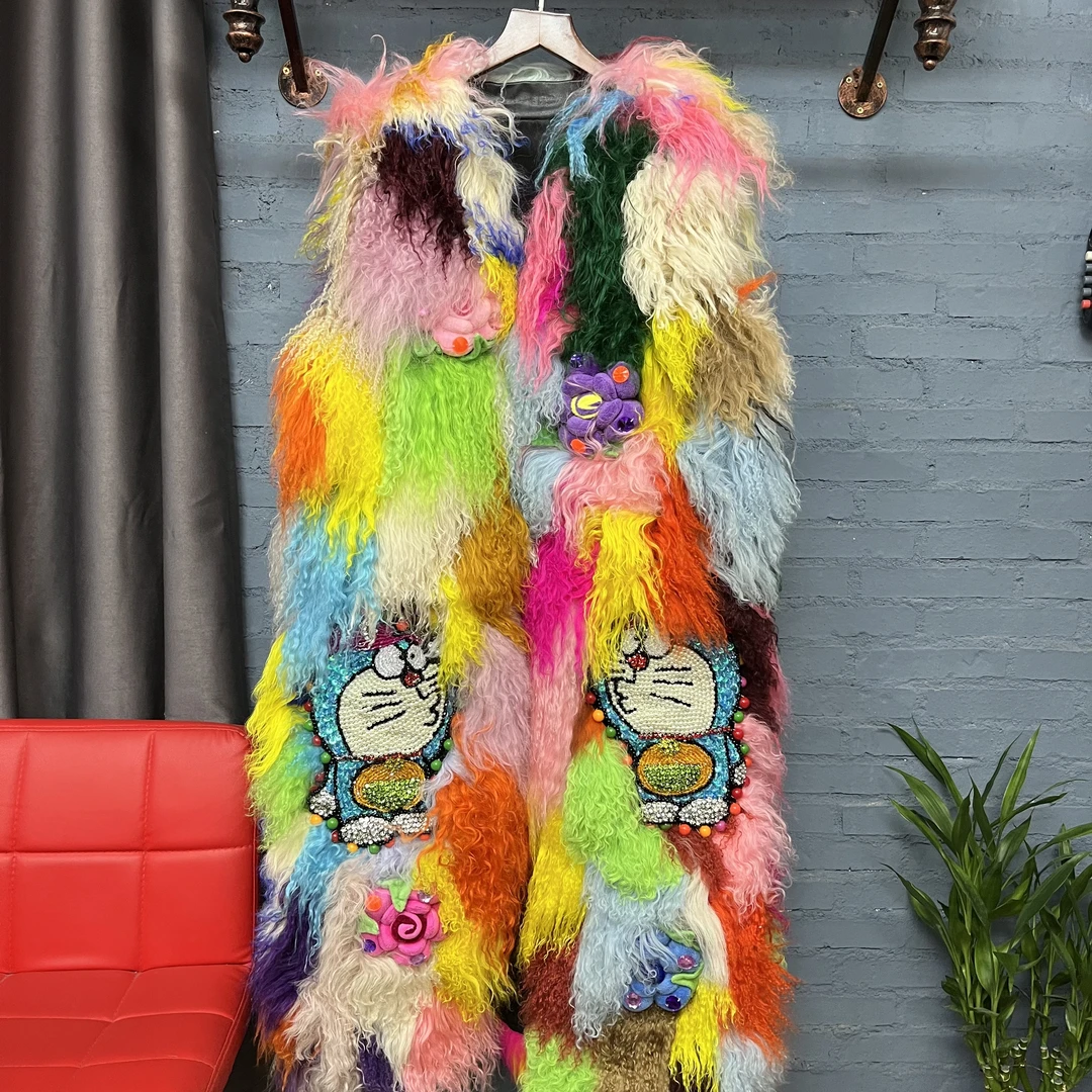 原创小众长款扎染毛毛马甲草草马夹