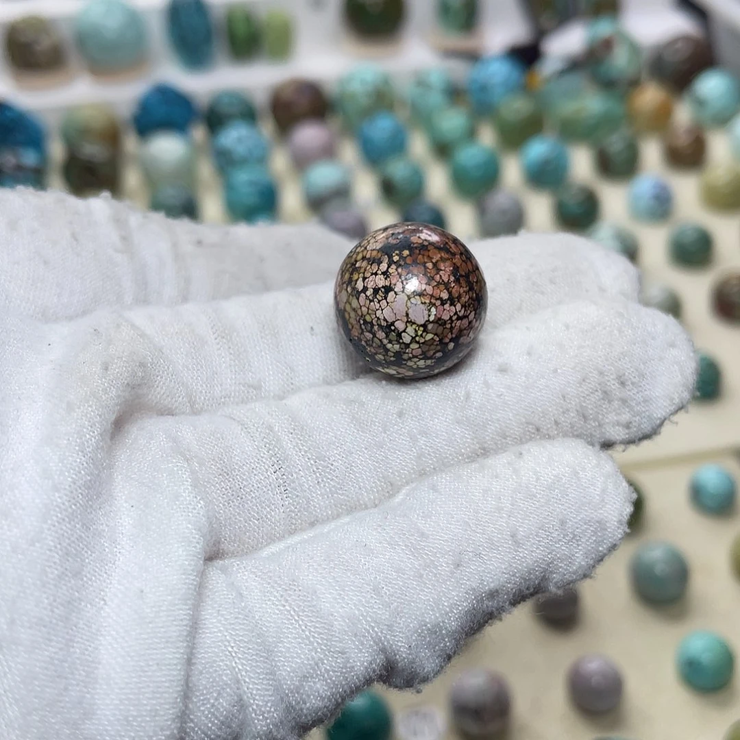 绿松石未镶嵌网花粉珠 17.6