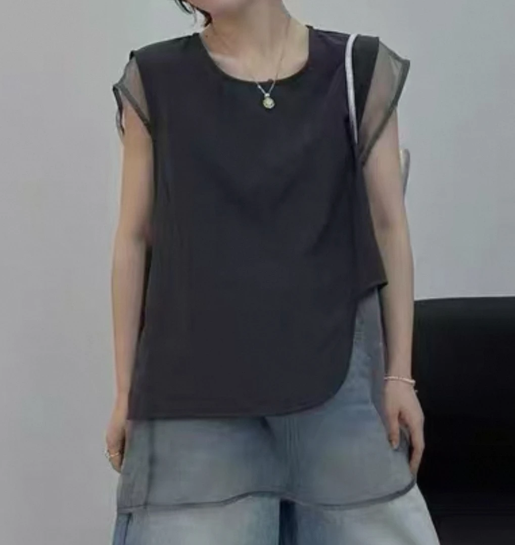 DALIANSU/大脸酥-4552   夏季时尚设计感小众百搭假两件上衣