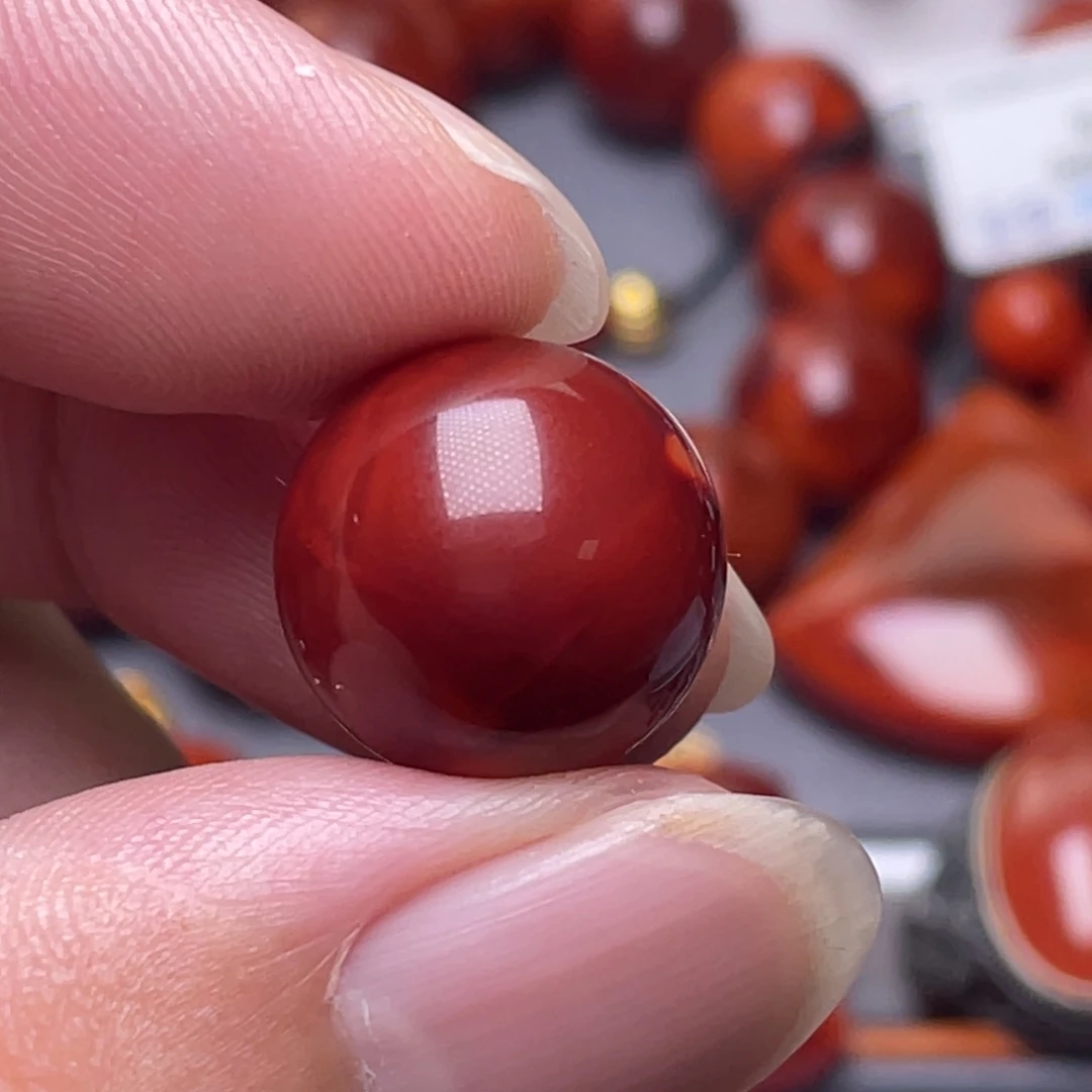 雪***勤南红玛瑙未镶嵌南红玉石16.2mm瓦西牛血原矿满色单珠