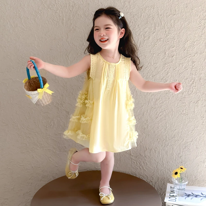 女童洋气连衣裙2025夏装新款儿童韩版公主裙小女孩夏季休闲背心裙