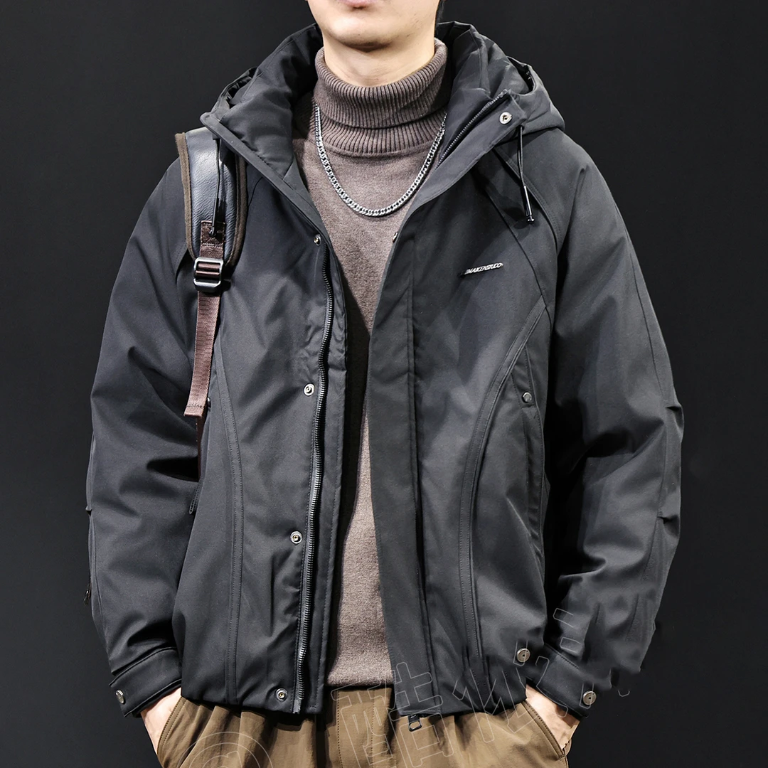 MR.MUDI/穆迪先生白鸭绒连帽羽绒服男秋冬季新款工装休闲外套宽松