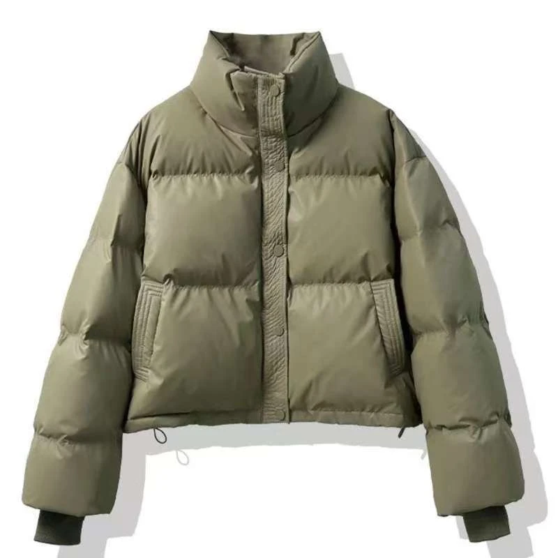 免洗PU皮羽绒棉服女2024冬季新款短款宽松立领加厚潮流优选热卖