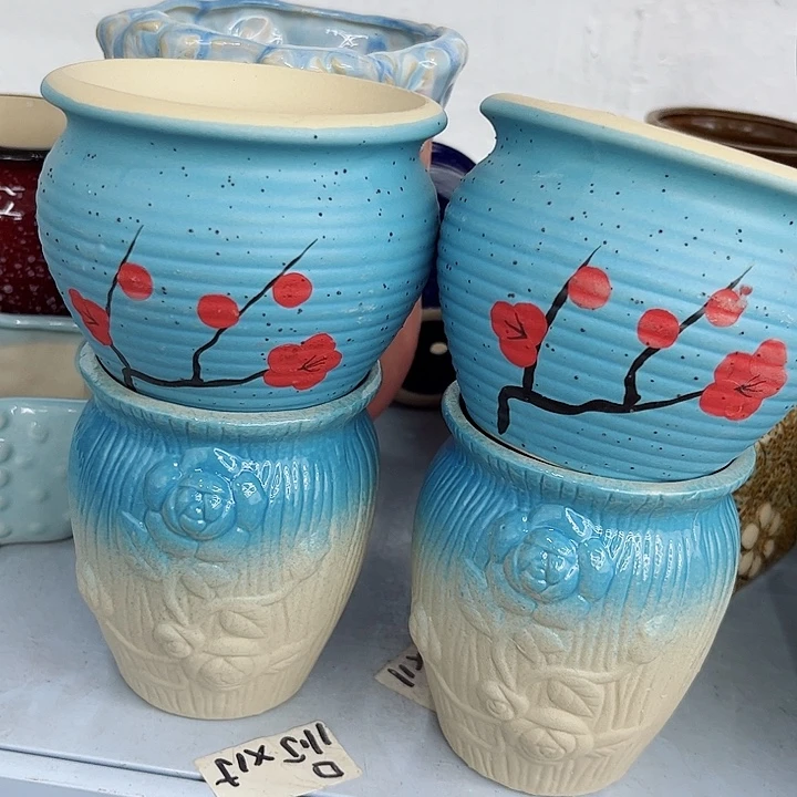 多肉绿植陶瓷花盆9.9包邮，有孔