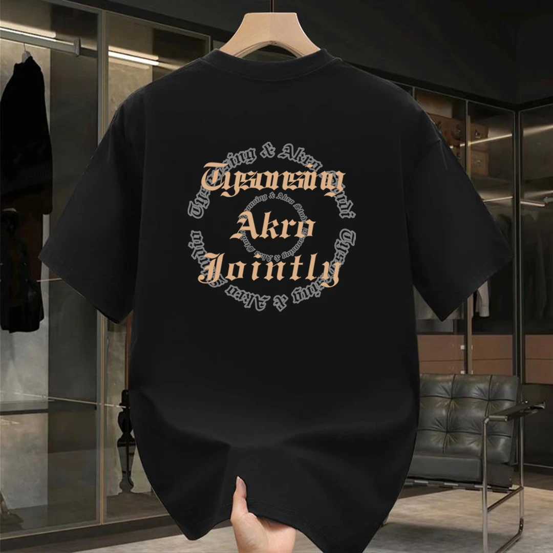 2025新款纯棉短袖T恤男夏季宽松印花男装重磅美式圆领潮牌上衣t恤