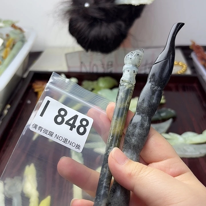 蛇纹石玉合金发饰小****！