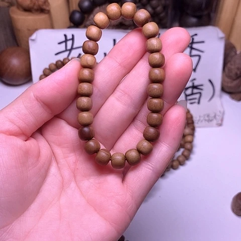 檀香木手串/手链檀香黑肉7/8单圈顺纹