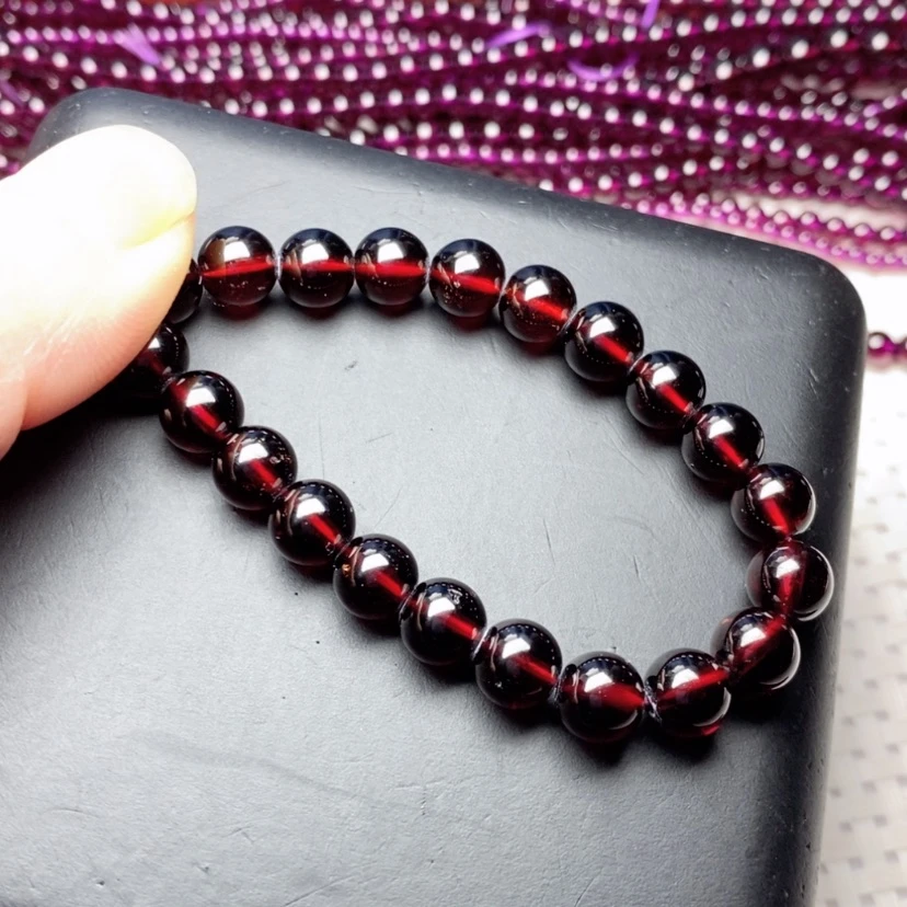 【闪购商品】石榴石手链未镶嵌7.5酒红色