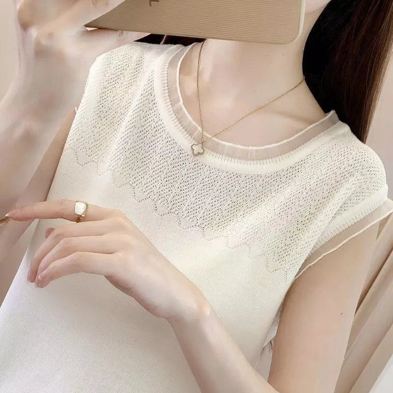 夏季新款专柜背心女夏宽松显瘦西装内搭冰丝无袖女外穿潮百搭上衣