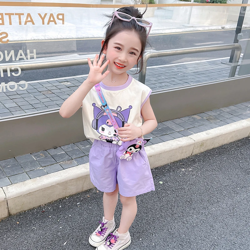 女童夏季库洛米无袖套装2025新款女宝宝时髦夏装小女孩洋气两件套