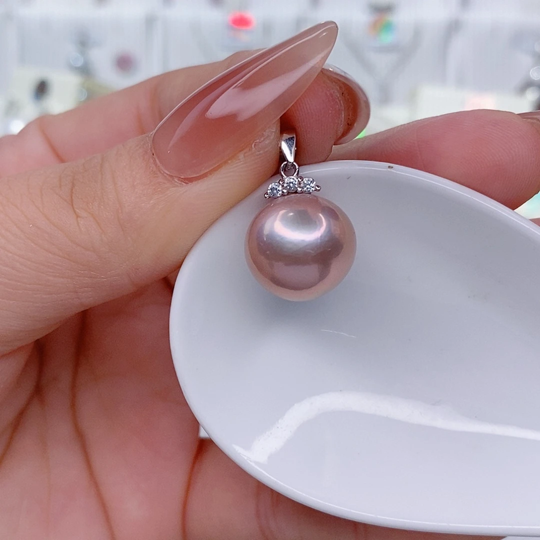 淡水珍珠银S925镶嵌吊坠(赠链)