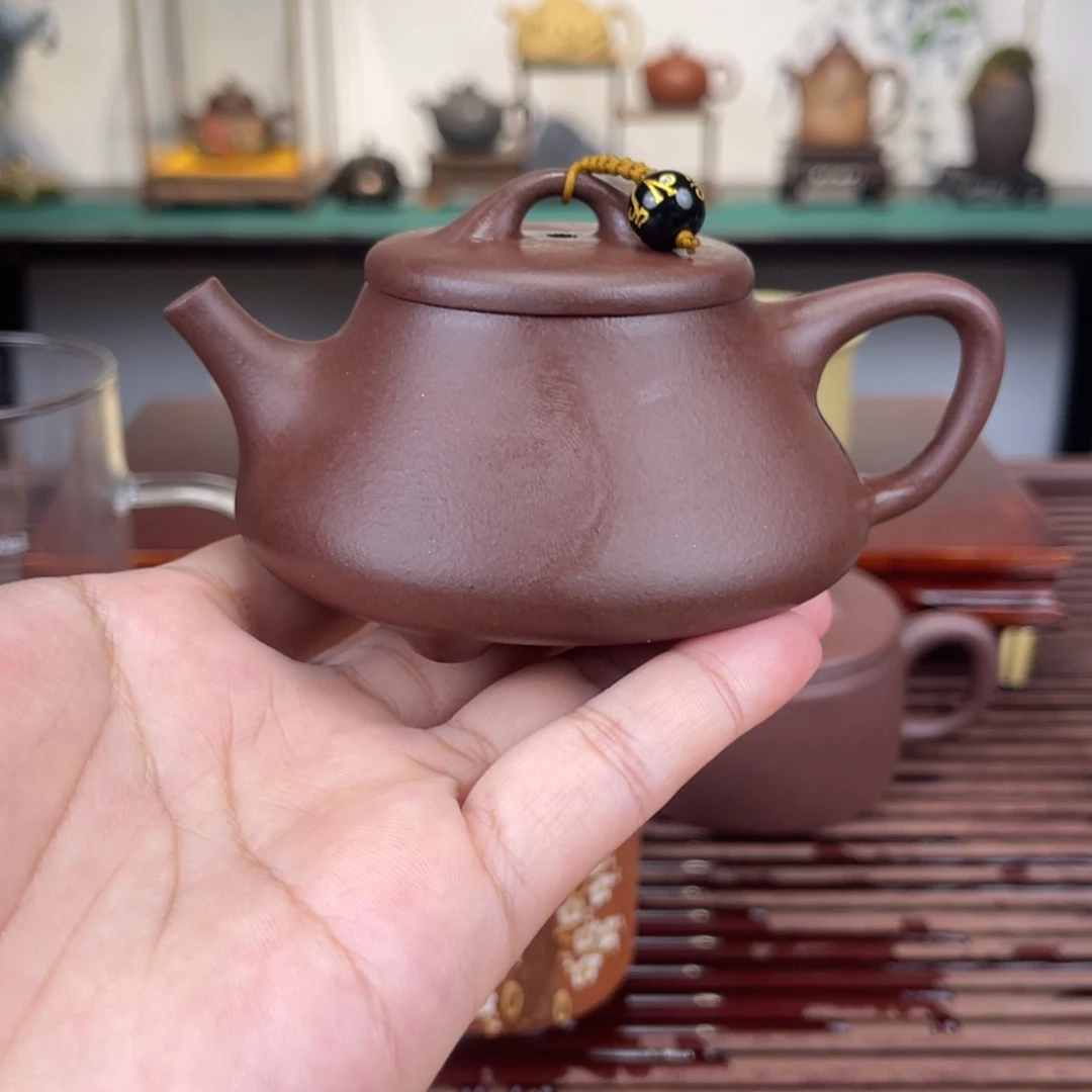 茶壶紫砂150毫升半手工紫泥子冶石瓢