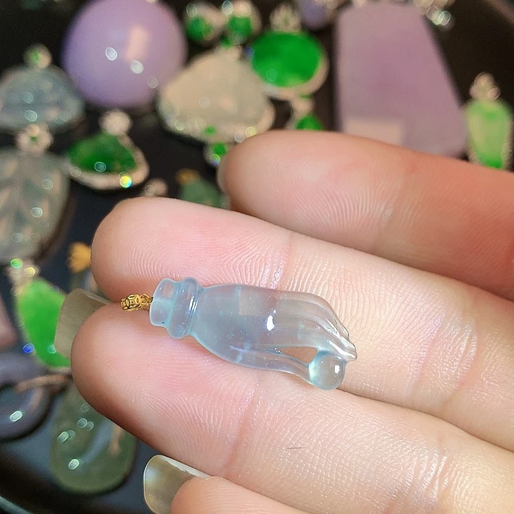 翡翠挂件18K金镶嵌487569