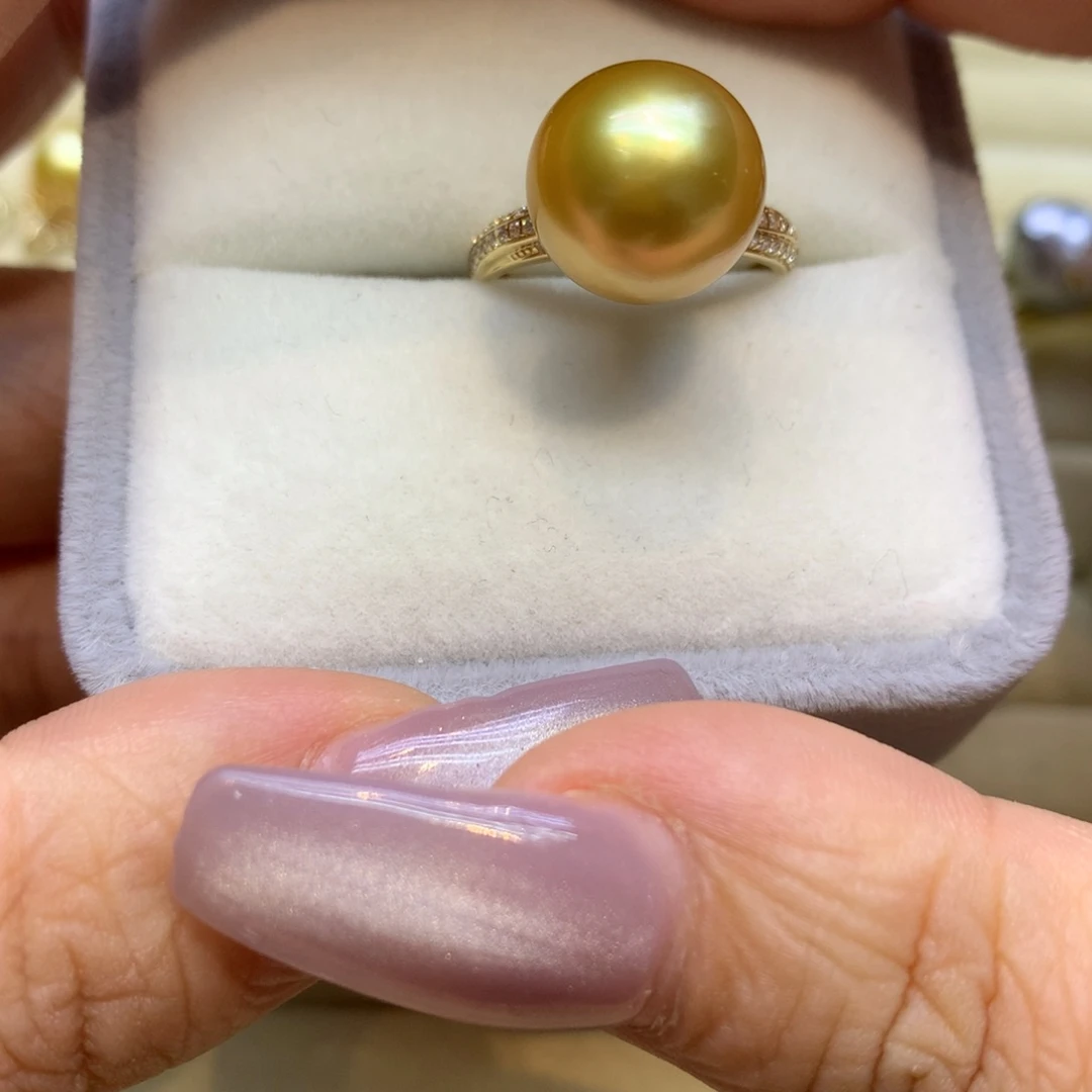 14K金镶嵌戒指海水珍珠