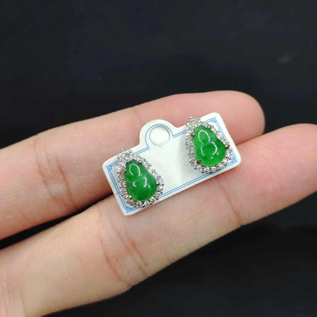 【龙龙严选】翡翠葫芦耳钉YE【多样性发其一】约8-7mm