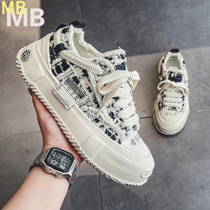 网红乞丐帆布鞋开口笑男女情侣百搭2023新款明星同款厚底板鞋子男