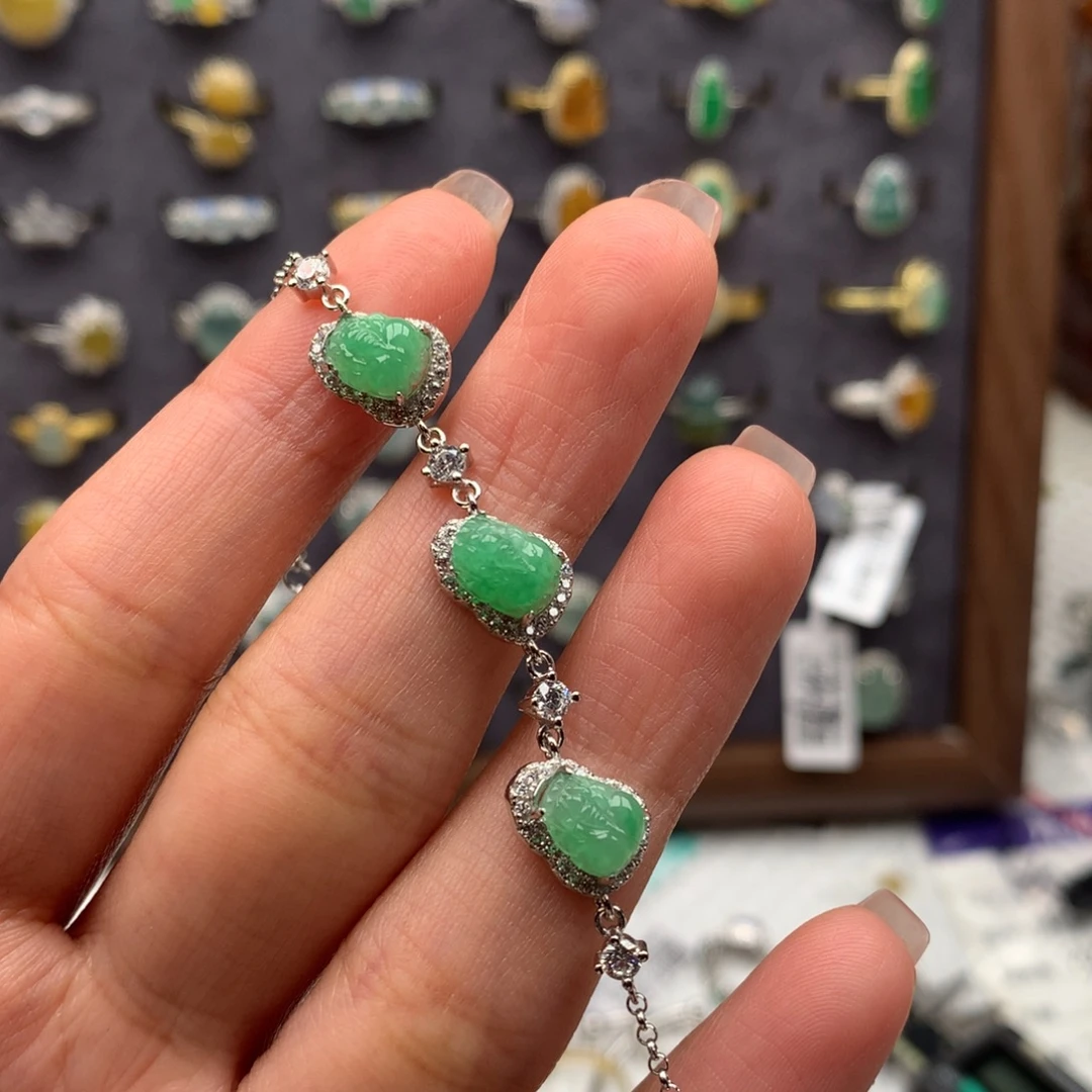 *****翡翠银S925镶嵌戒指手链