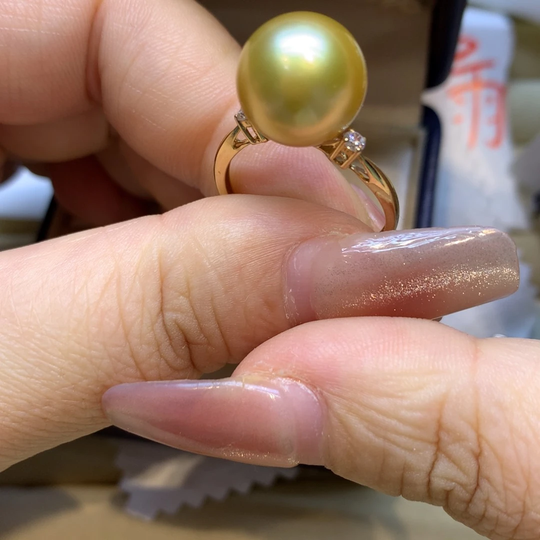 14K金镶嵌戒指海水珍珠