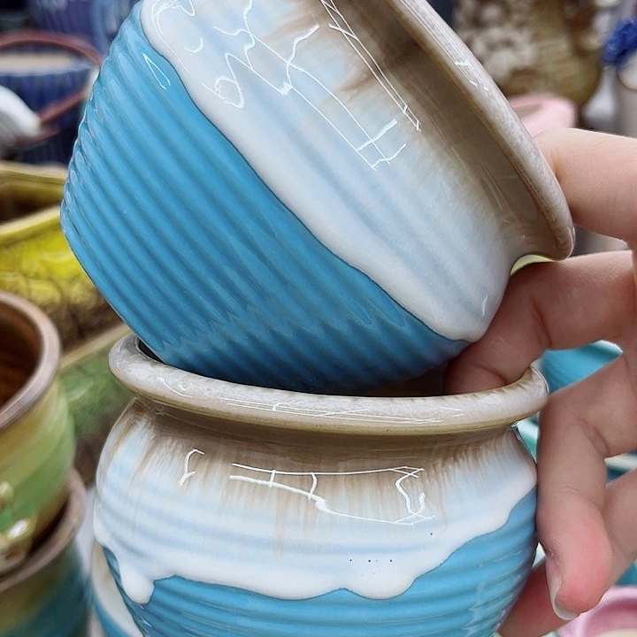 多肉绿植陶瓷花盆9.9包邮，有孔