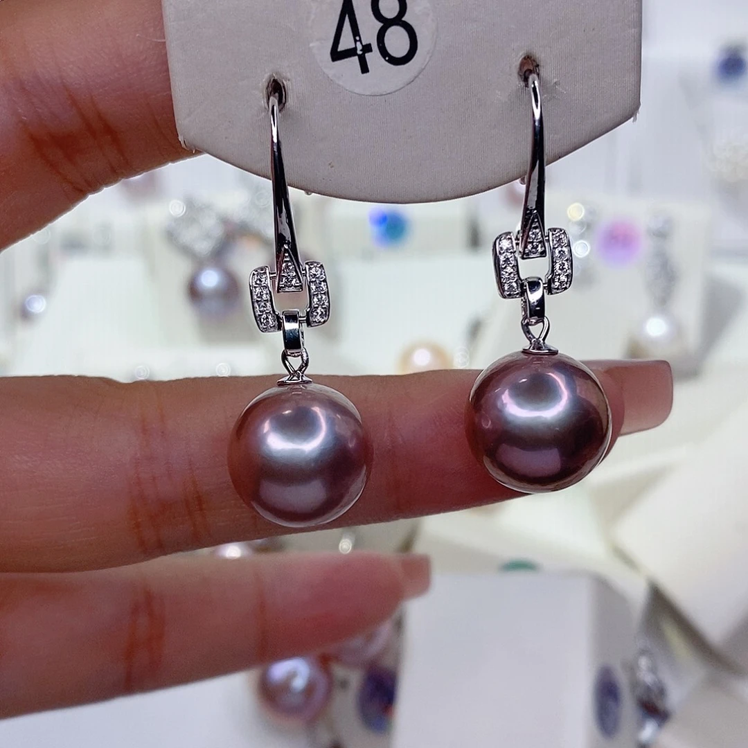 双***、淡水珍珠耳饰银S925镶嵌