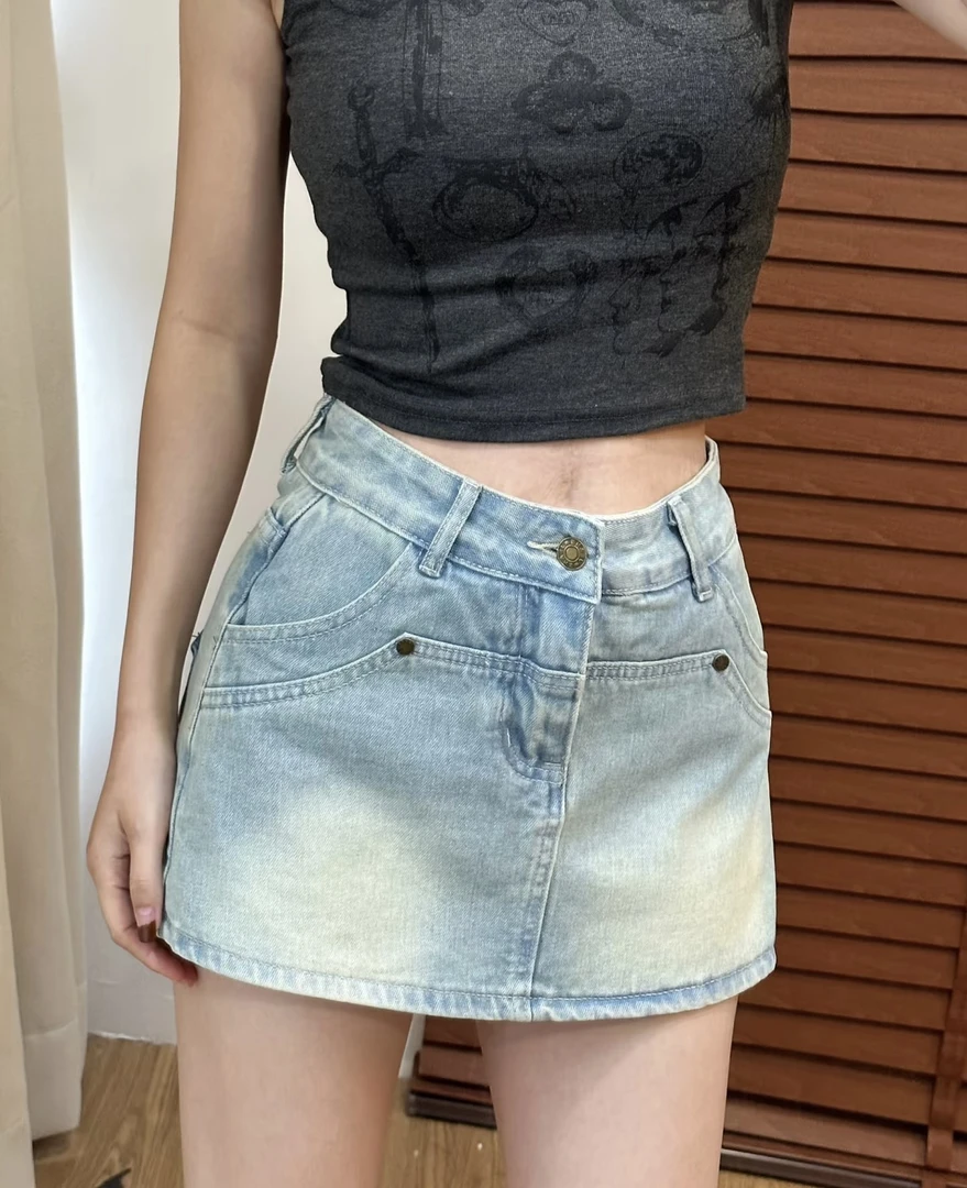 编号751-800  牛仔夏季百搭复古时尚短裙