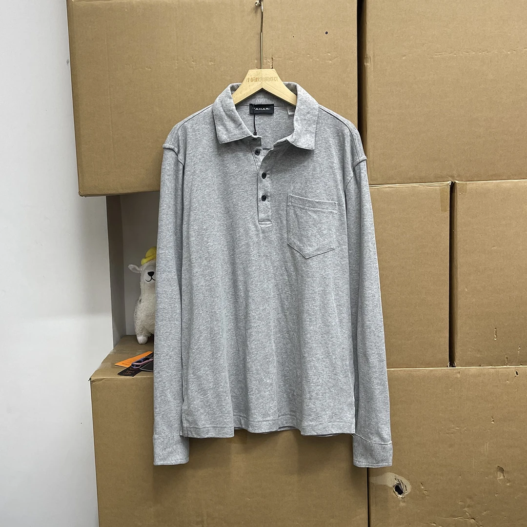 老美单！！春装新品亲肤全棉水洗纯色百搭翻领长袖Polo衫男士翻领