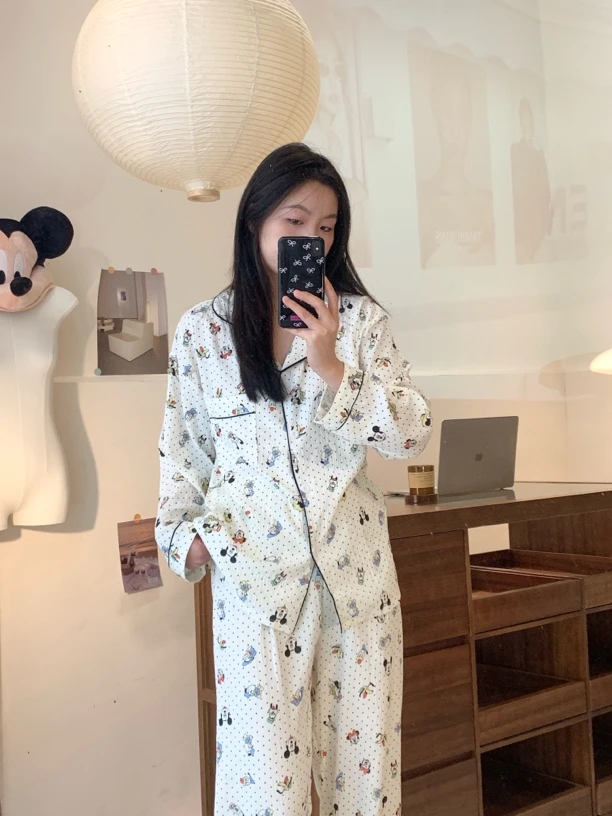 【米奇家族】韩系ins米奇印花睡衣女套装春秋长袖休闲家居服可外穿