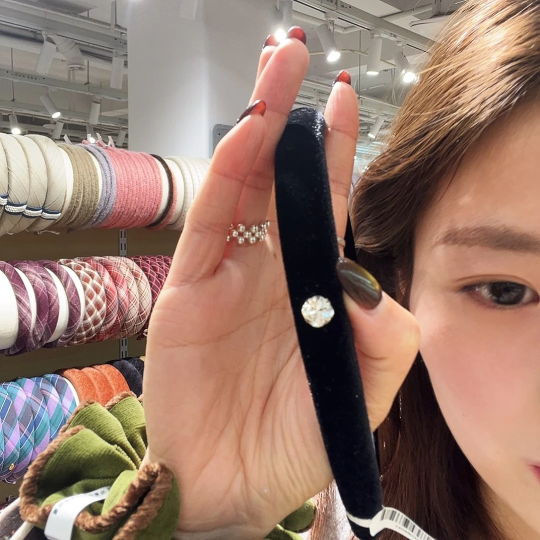 皮质非金属钻钻丝绒发箍黑