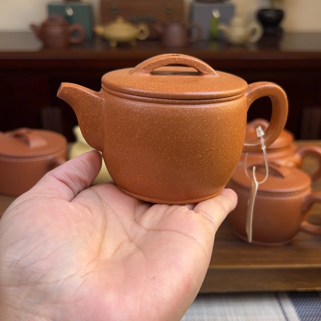 紫砂茶壶黄降坡汉瓦半手瑕品150cc